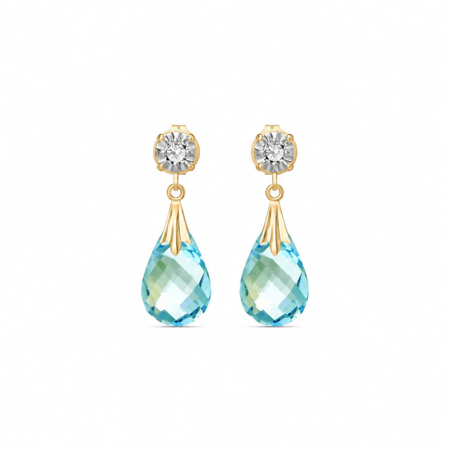 Yellow Gold Blue Topaz & Diamond — Mariageltrude