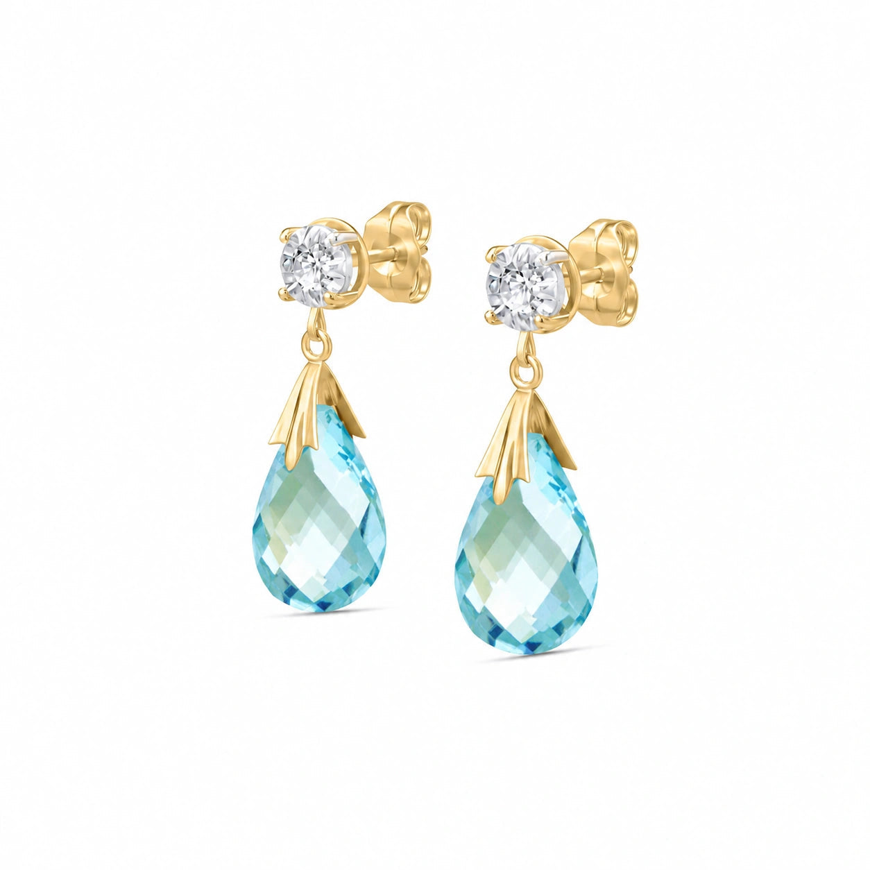 Yellow Gold Blue Topaz & Diamond — Mariageltrude