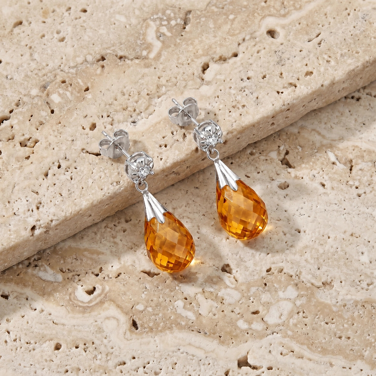White Gold Citrine & Diamond — Mariageltrude