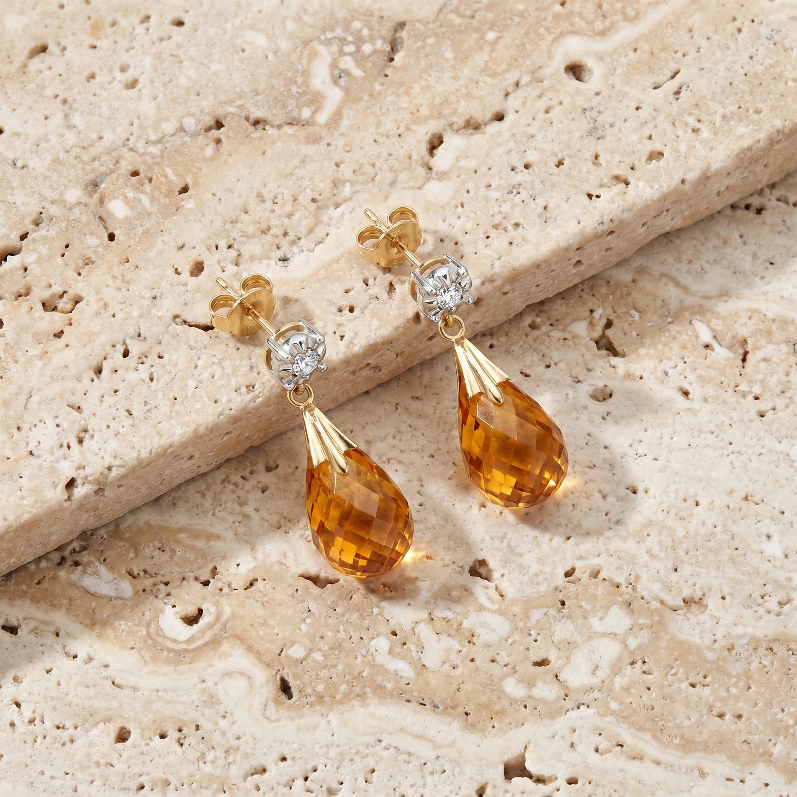 Yellow Gold Citrine & Diamond — Mariageltrude