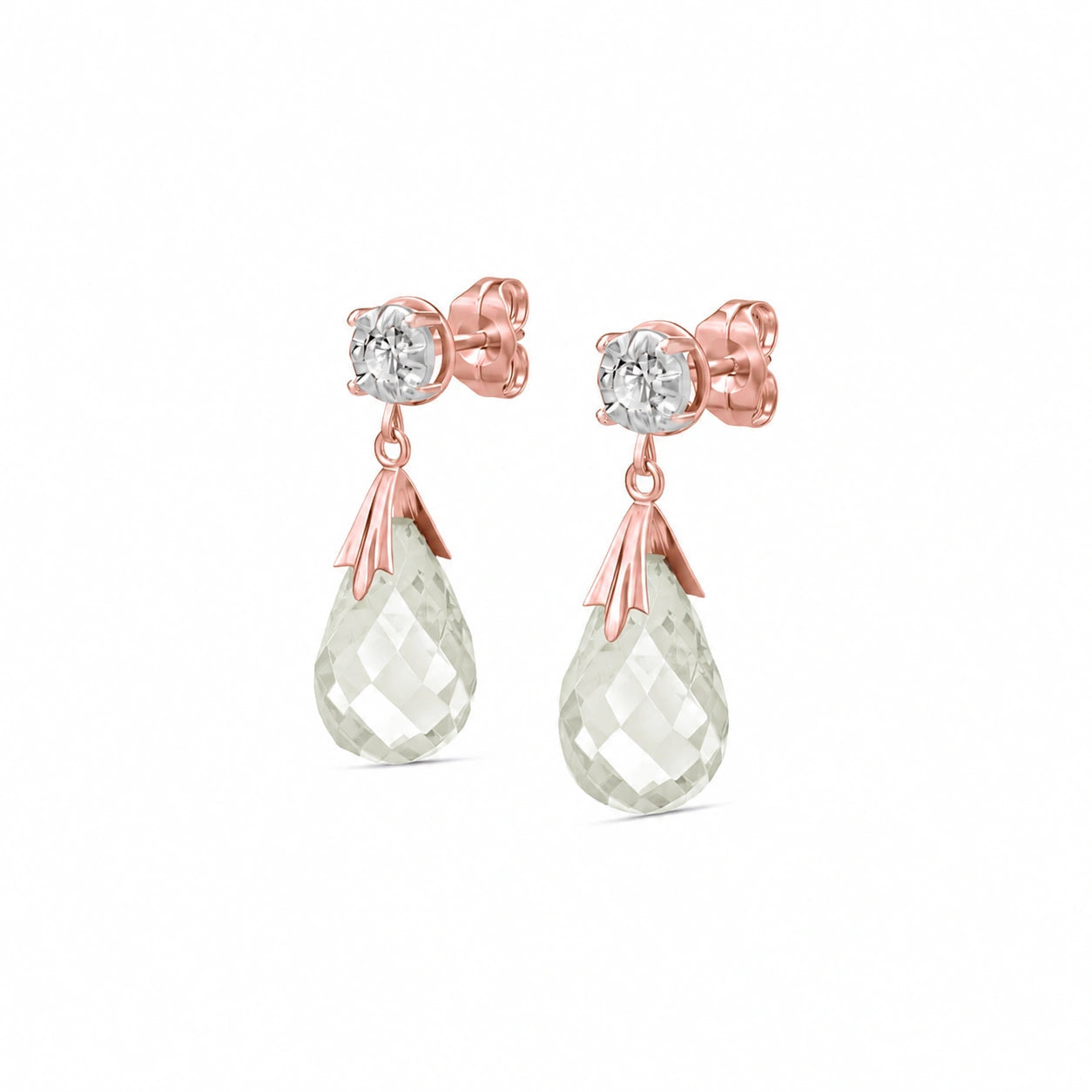 Rose Gold White Topaz & Diamond — Mariageltrude