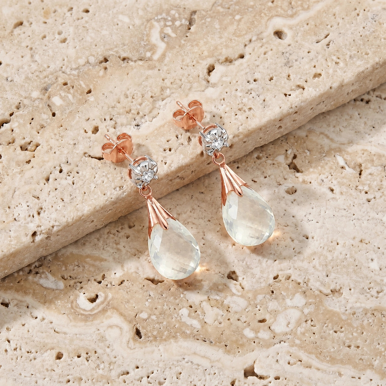 Rose Gold White Topaz & Diamond — Mariageltrude