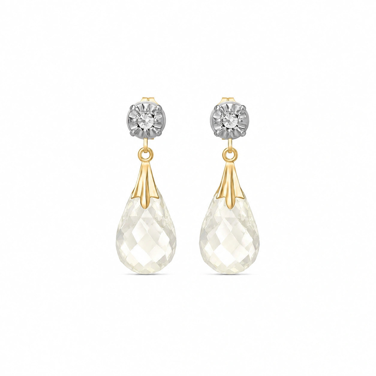 Yellow Gold White Topaz & Diamond — Mariageltrude