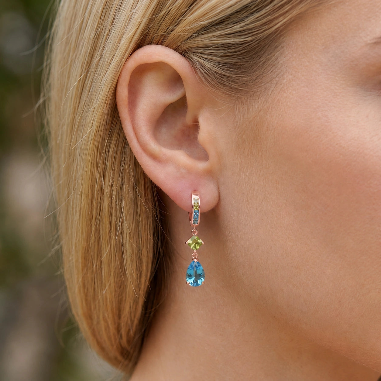Rose Gold Blue Topaz & Peridot — Mariagemma