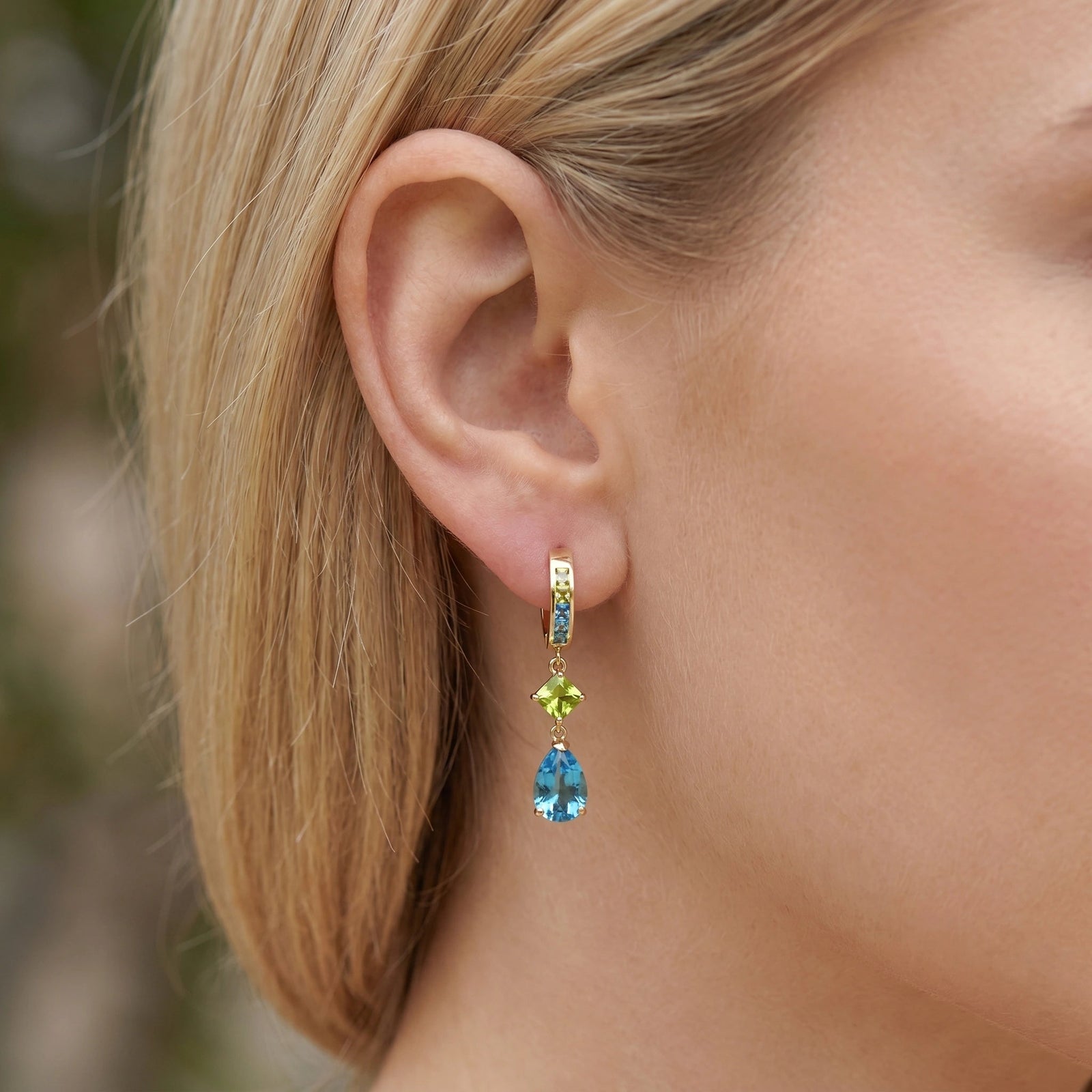 Yellow Gold Blue Topaz & Peridot — Mariagemma