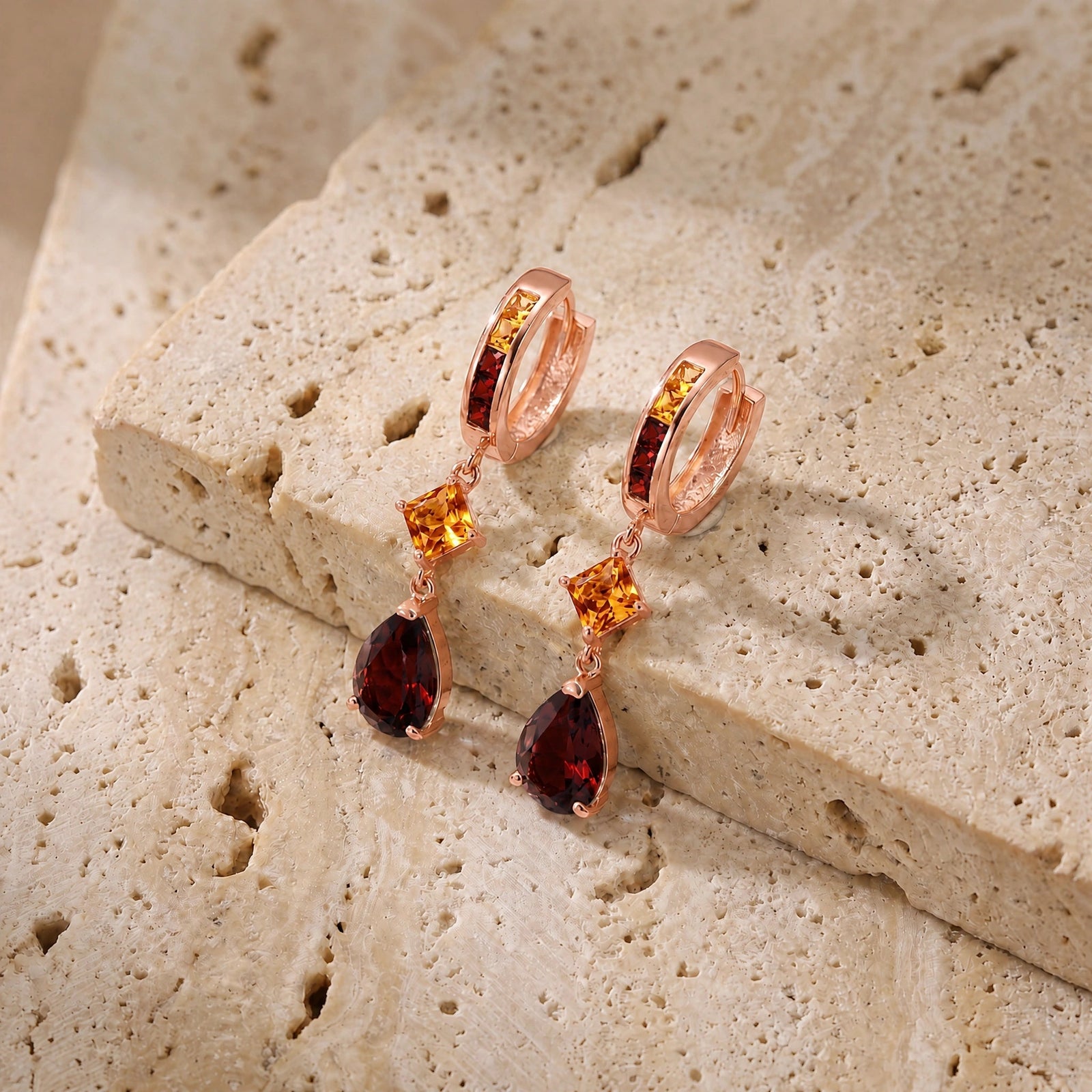 Rose Gold Citrine & Garnet — Mariagemma