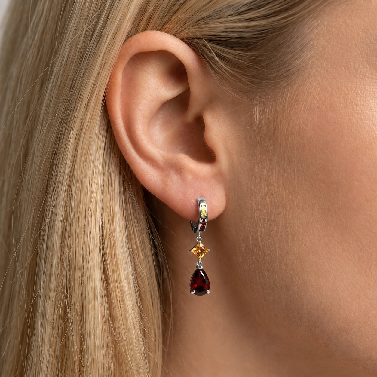 White Gold Citrine & Garnet — Mariagemma