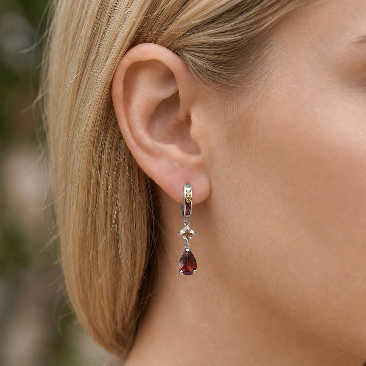 White Gold Citrine & Garnet — Mariagemma