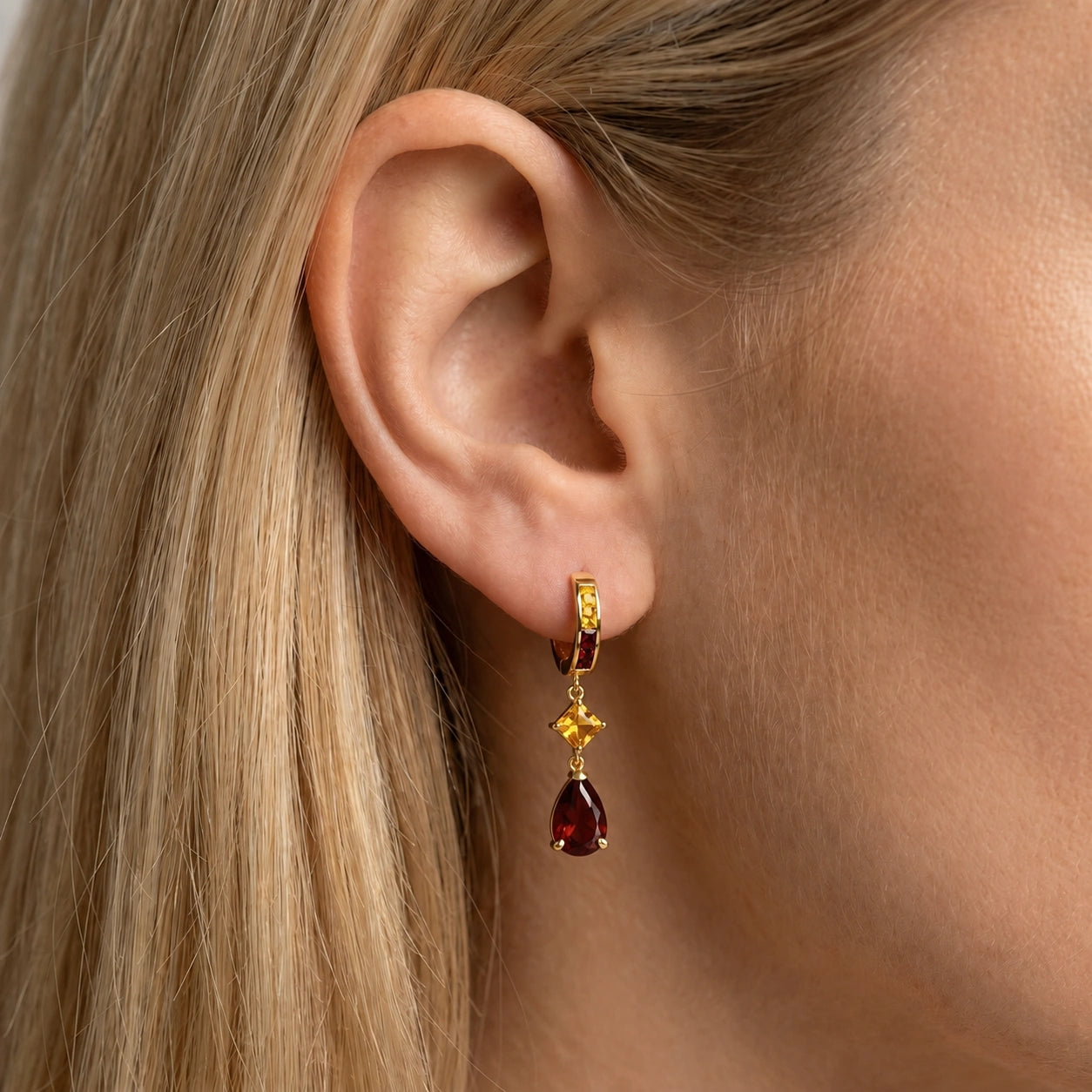 Yellow Gold Citrine & Garnet — Mariagemma