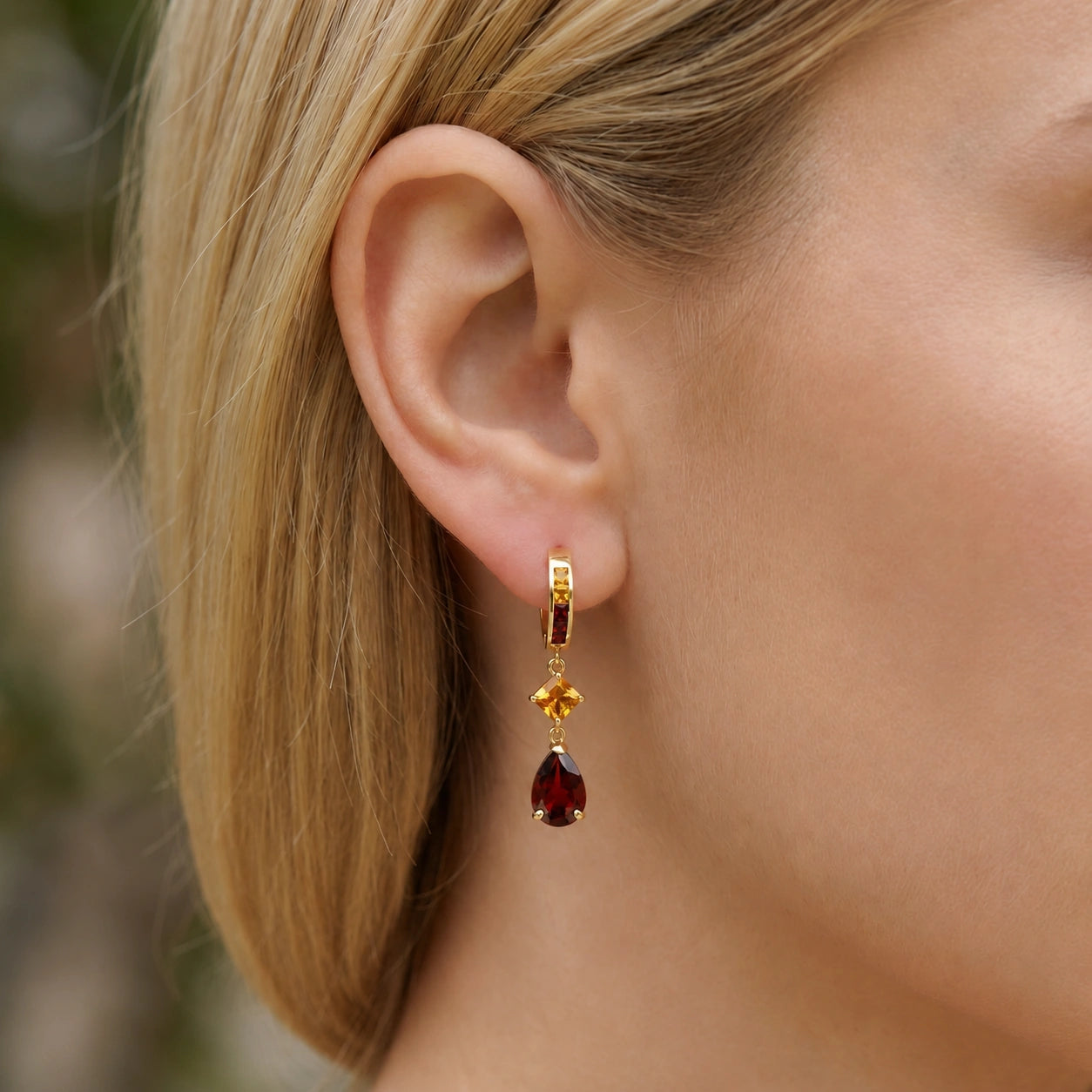 Yellow Gold Citrine & Garnet — Mariagemma