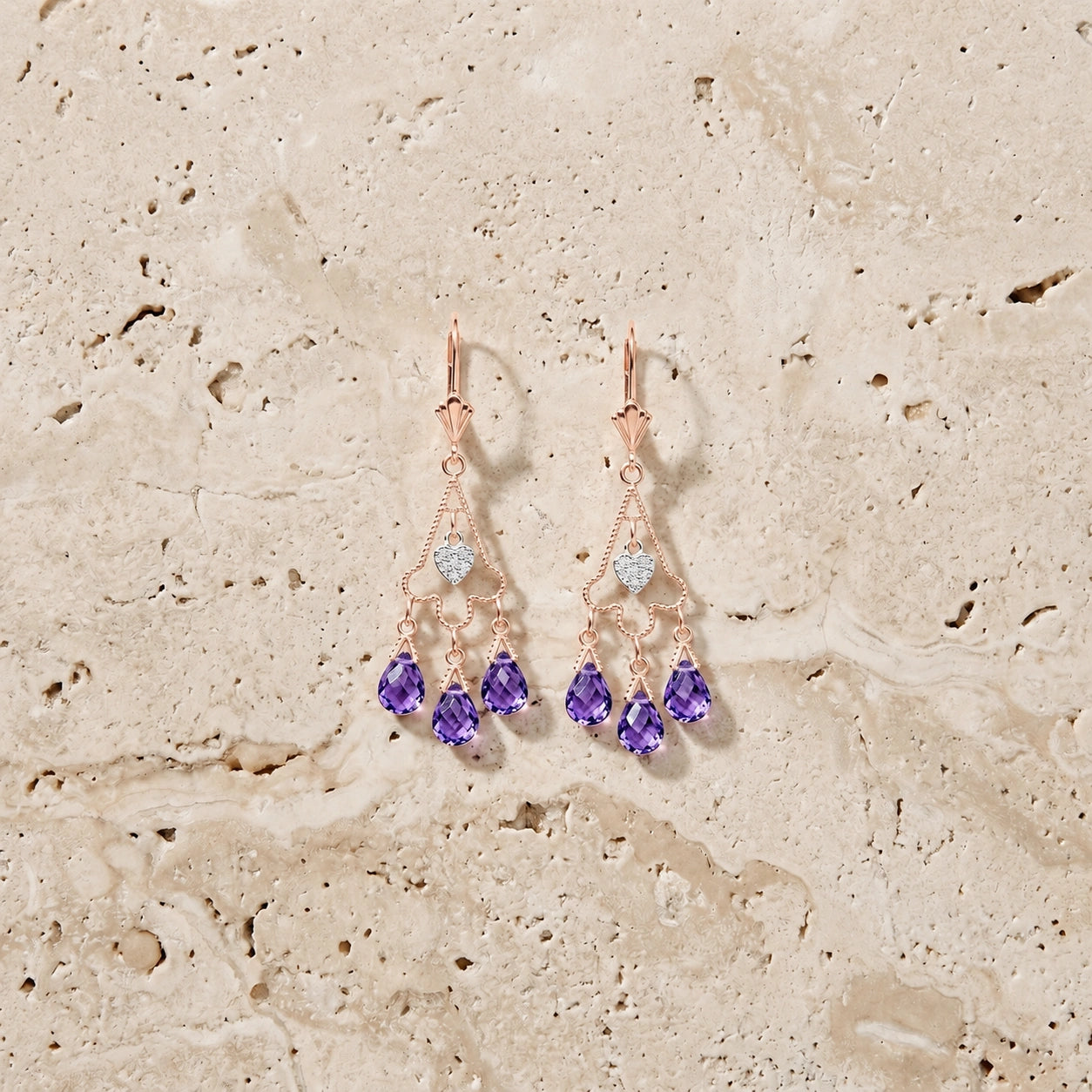 Rose Gold Amethyst & Diamond — Mariagenoveffa