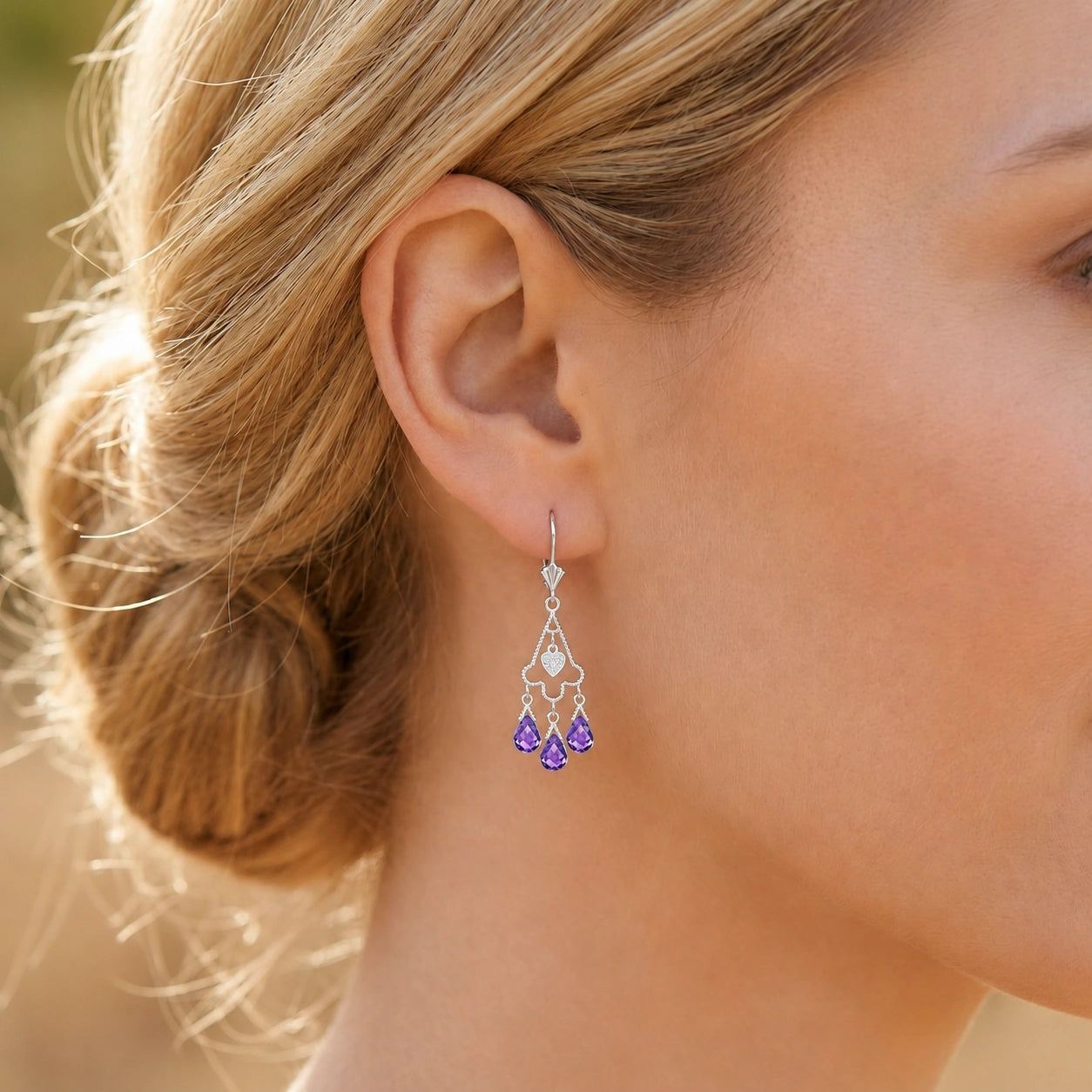 White Gold Amethyst & Diamond — Mariagenoveffa