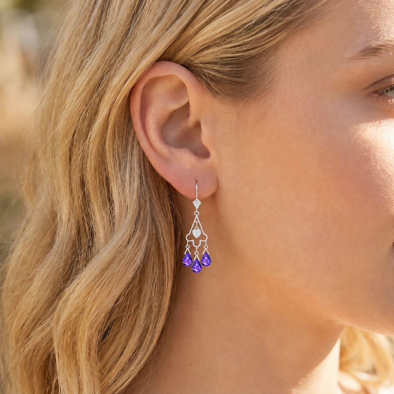White Gold Amethyst & Diamond — Mariagenoveffa