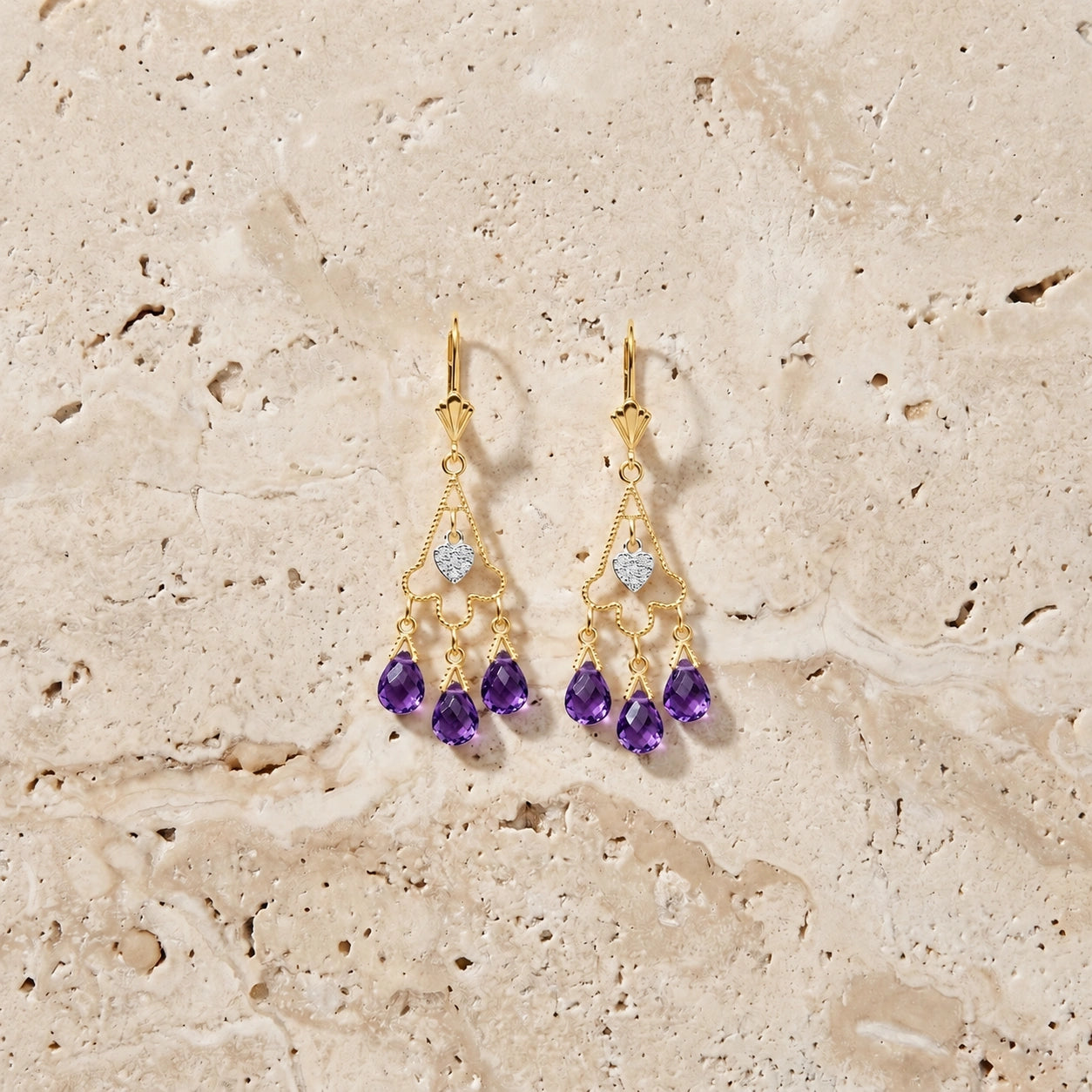Yellow Gold Amethyst & Diamond — Mariagenoveffa