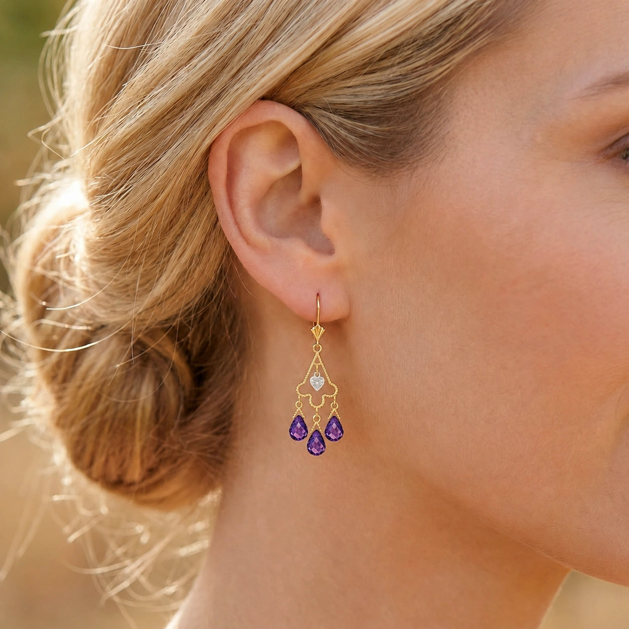 Yellow Gold Amethyst & Diamond — Mariagenoveffa