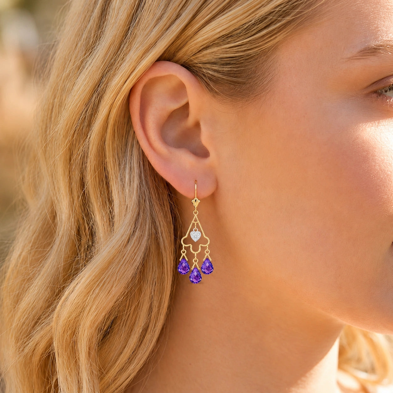 Yellow Gold Amethyst & Diamond — Mariagenoveffa