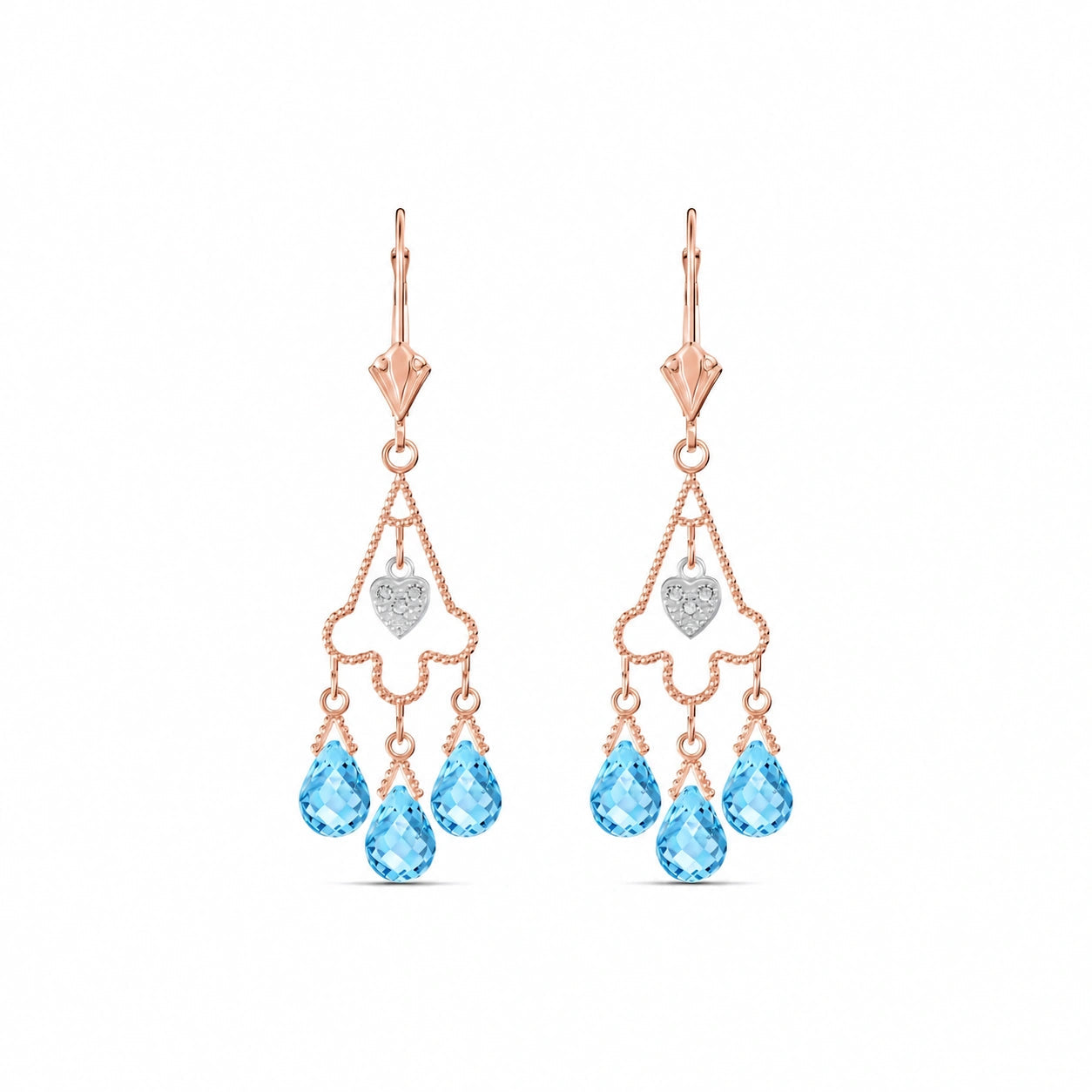 Rose Gold Blue Topaz & Diamond — Mariagenoveffa