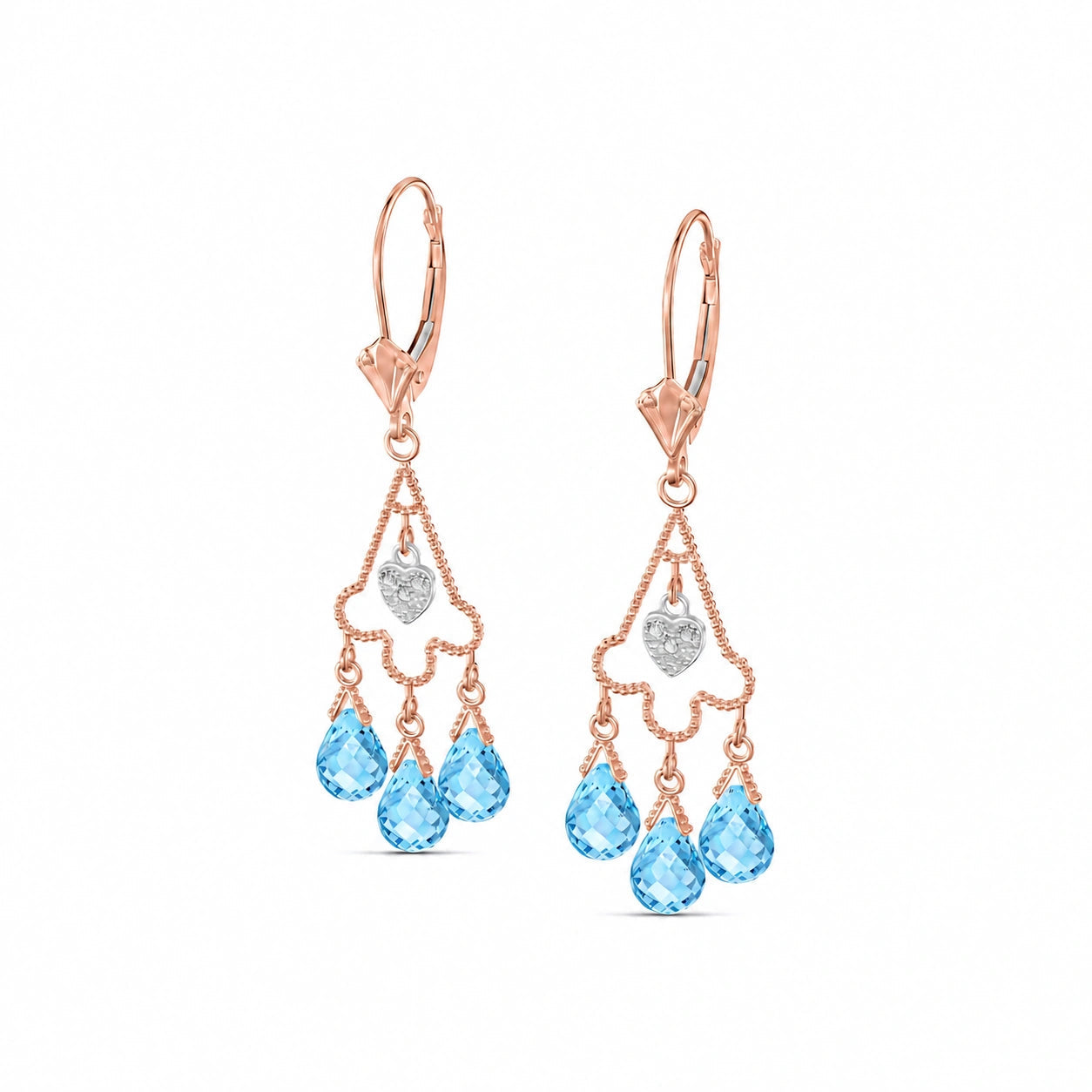 Rose Gold Blue Topaz & Diamond — Mariagenoveffa