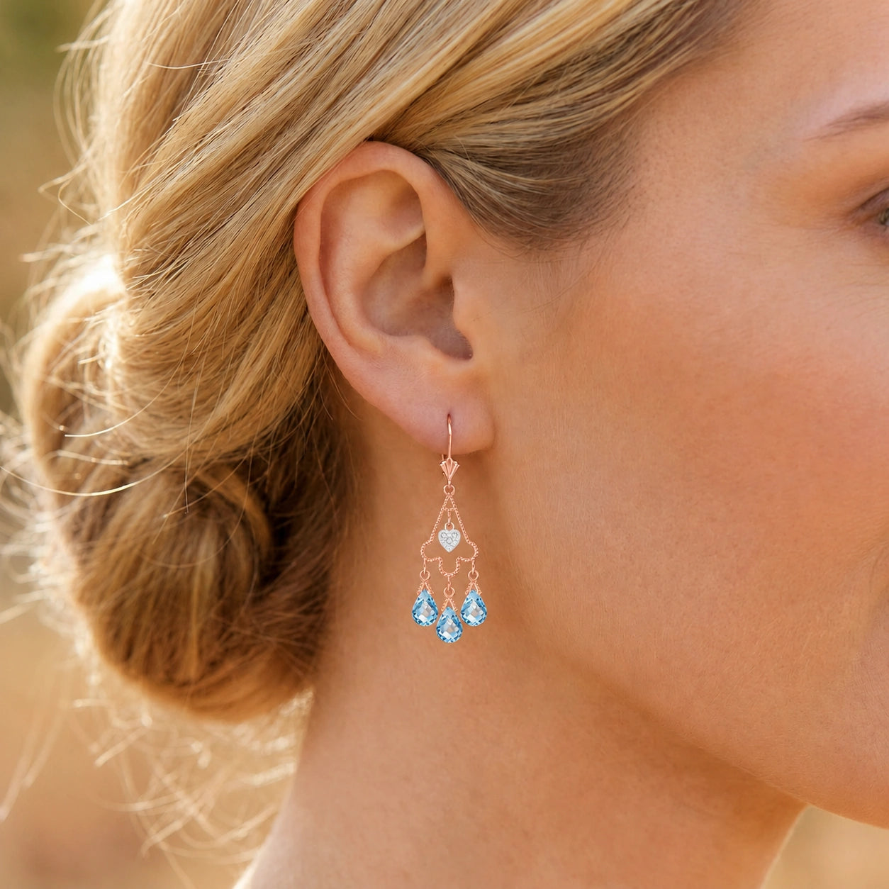 Rose Gold Blue Topaz & Diamond — Mariagenoveffa