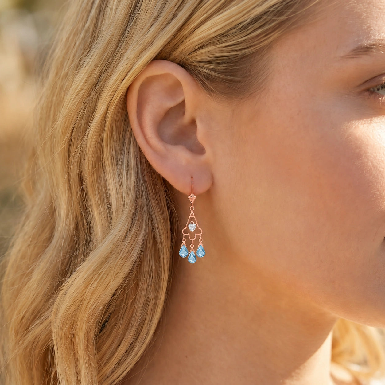 Rose Gold Blue Topaz & Diamond — Mariagenoveffa