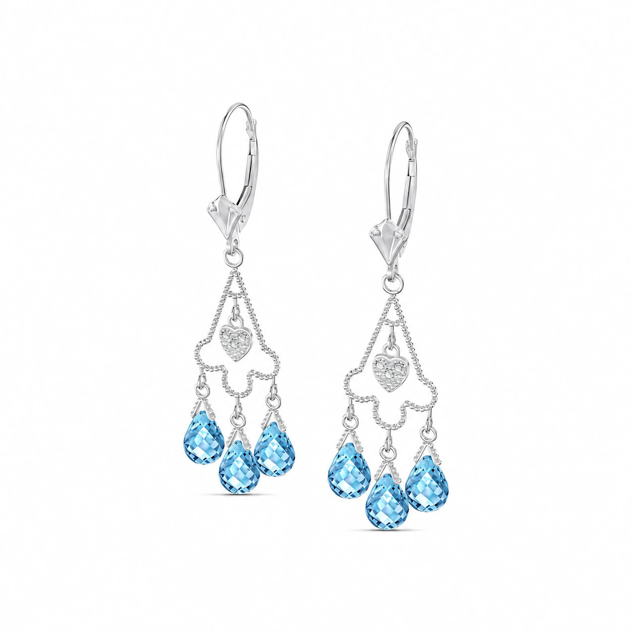 White Gold Blue Topaz & Diamond — Mariagenoveffa