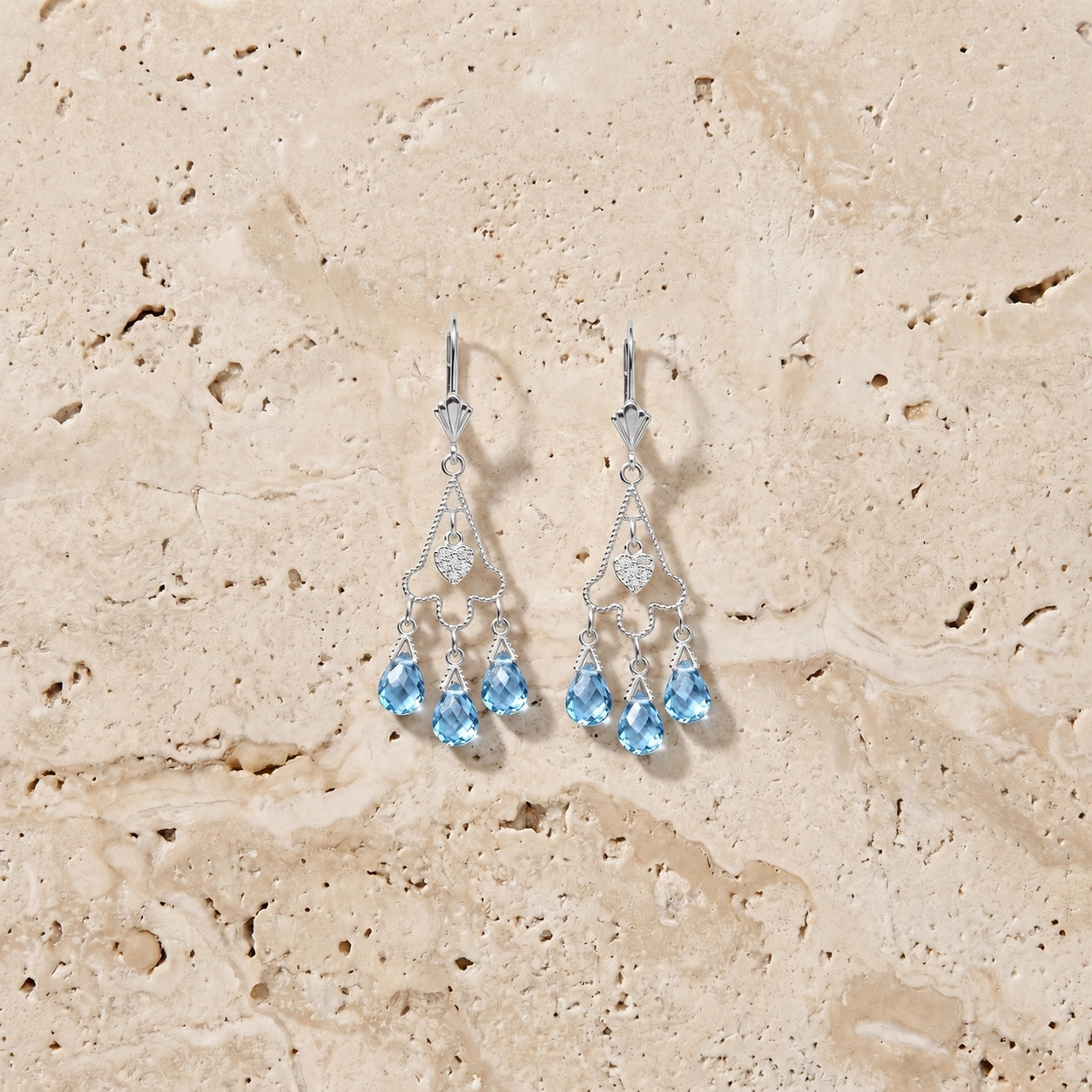 White Gold Blue Topaz & Diamond — Mariagenoveffa
