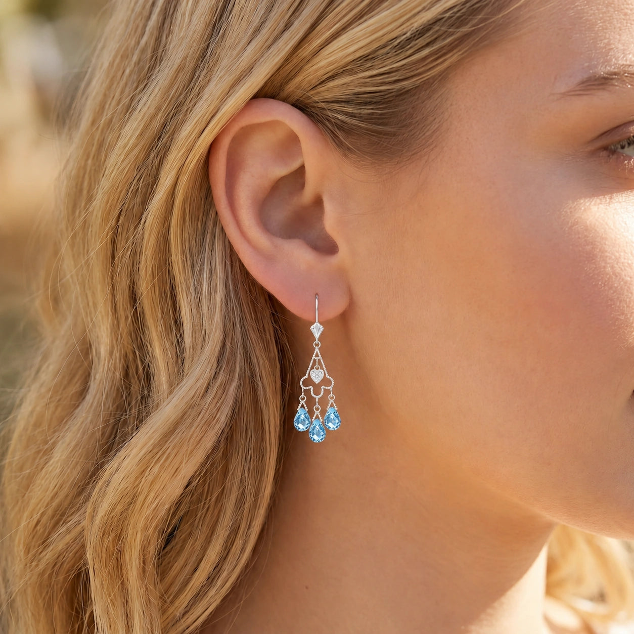 White Gold Blue Topaz & Diamond — Mariagenoveffa