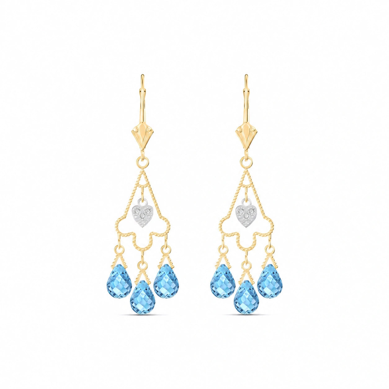 Yellow Gold Blue Topaz & Diamond — Mariagenoveffa