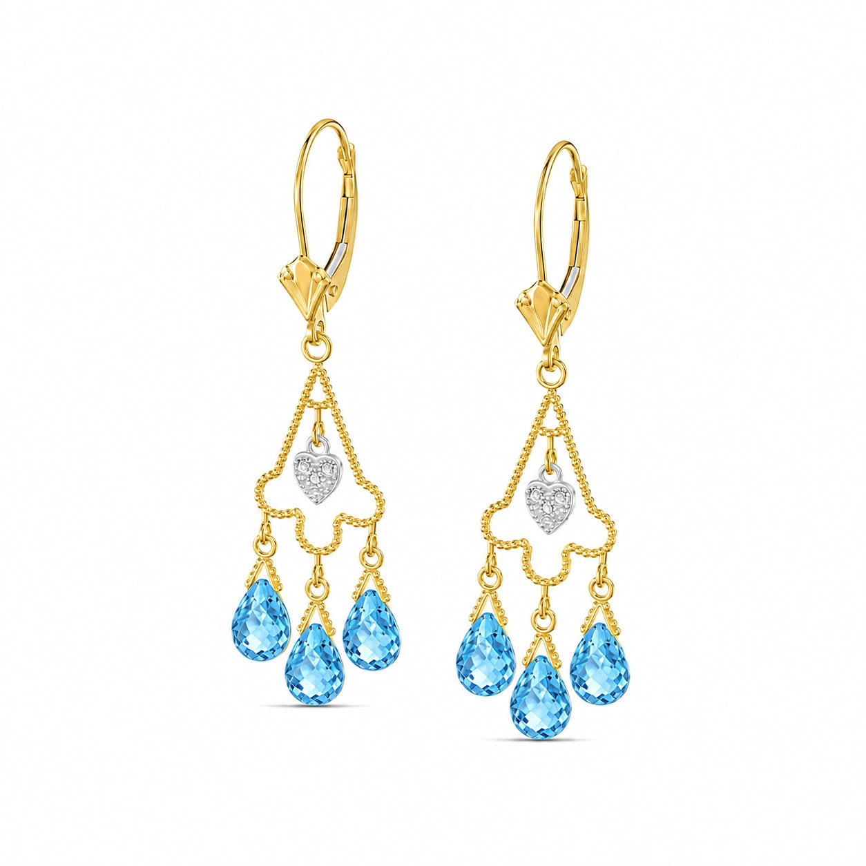 Yellow Gold Blue Topaz & Diamond — Mariagenoveffa