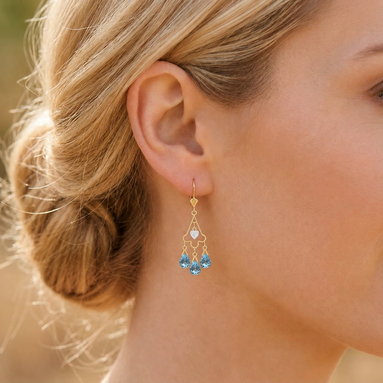 Yellow Gold Blue Topaz & Diamond — Mariagenoveffa