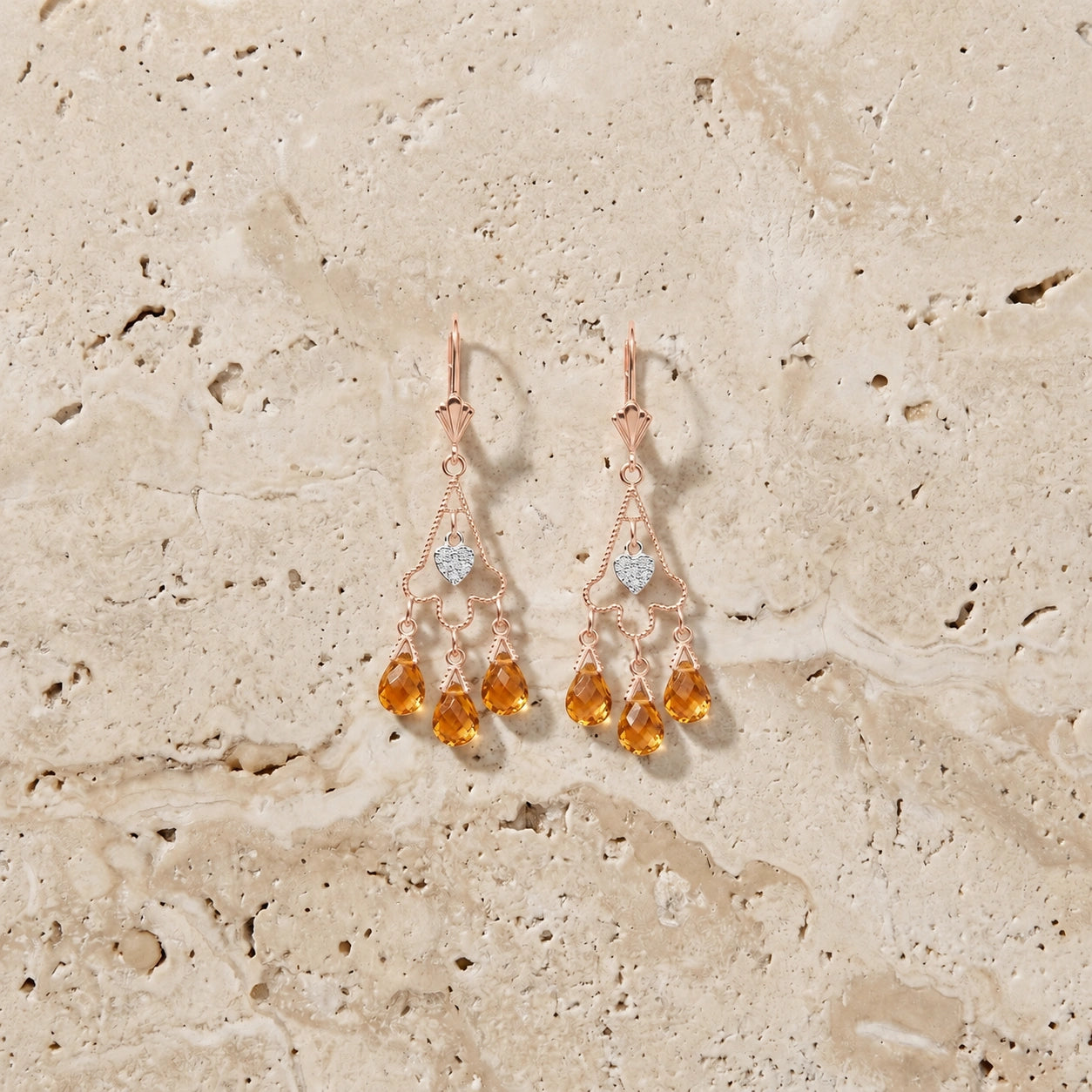Rose Gold Citrine & Diamond — Mariagenoveffa