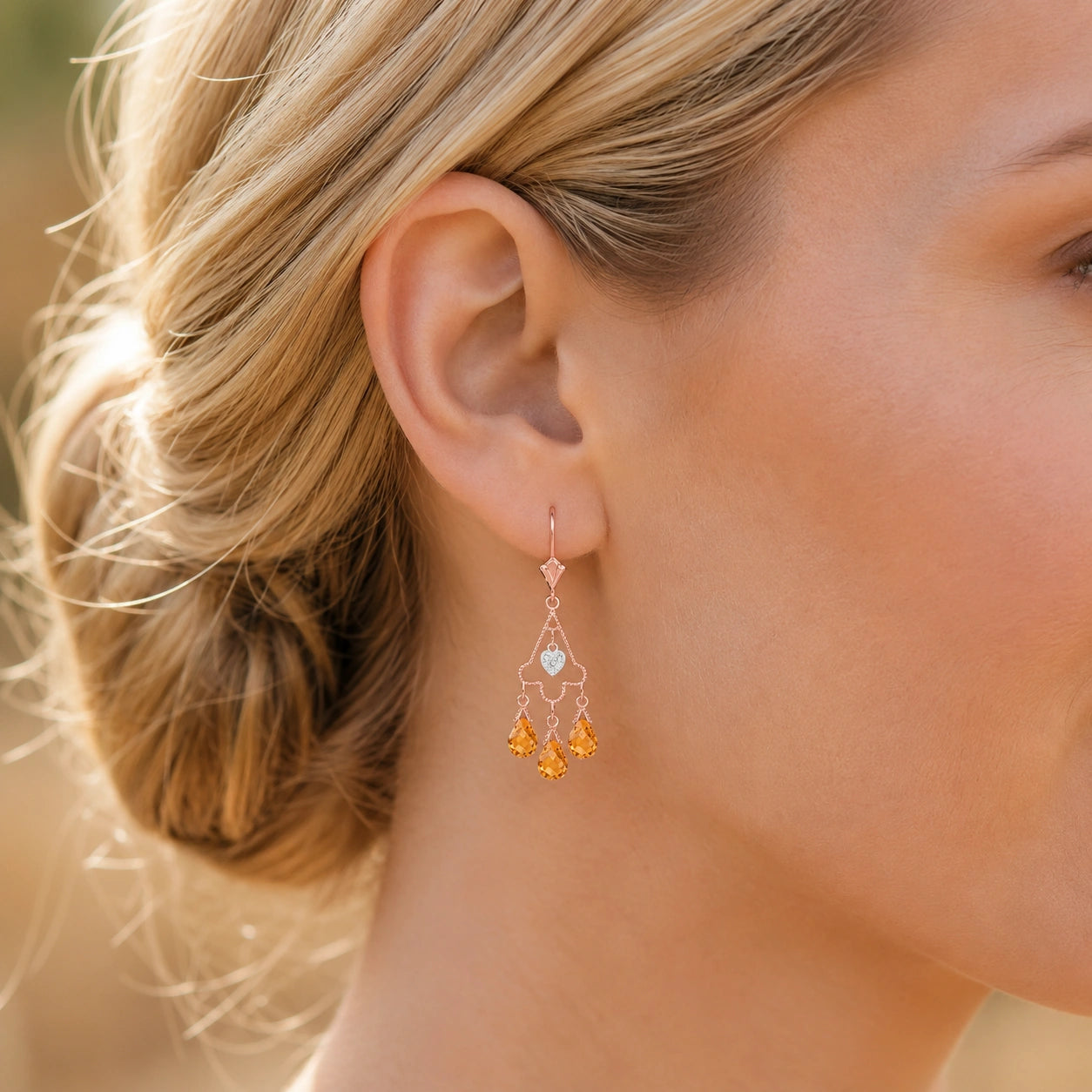Rose Gold Citrine & Diamond — Mariagenoveffa