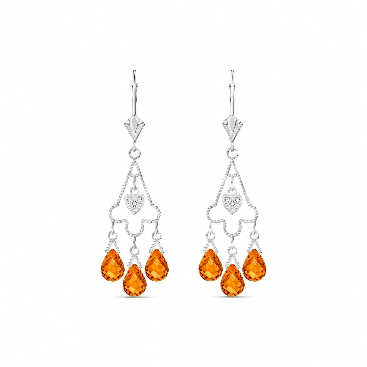 White Gold Citrine & Diamond — Mariagenoveffa