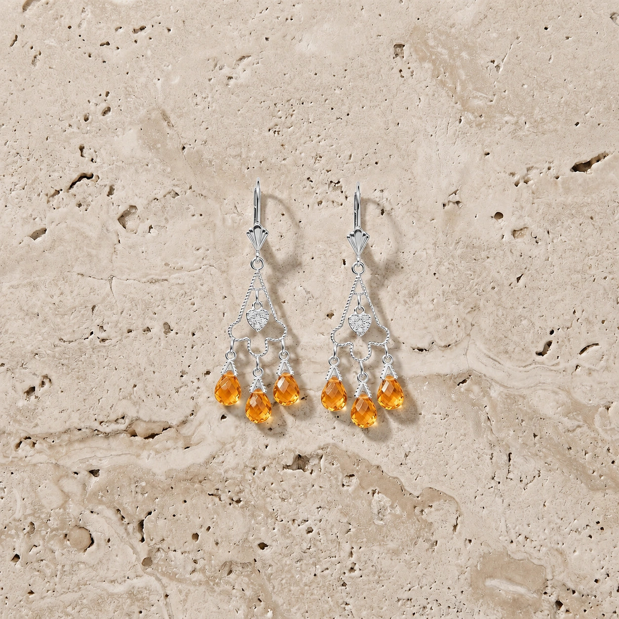White Gold Citrine & Diamond — Mariagenoveffa