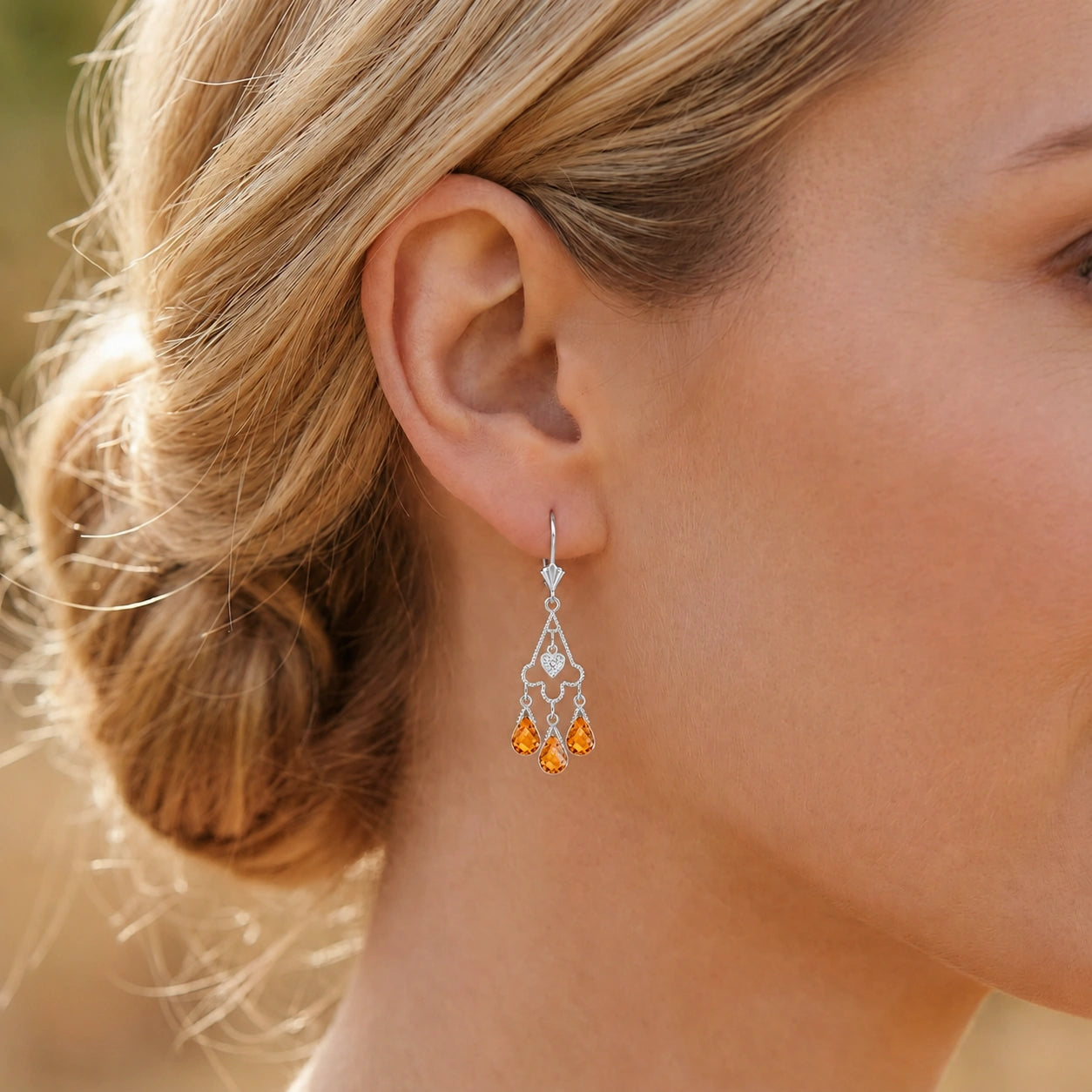 White Gold Citrine & Diamond — Mariagenoveffa