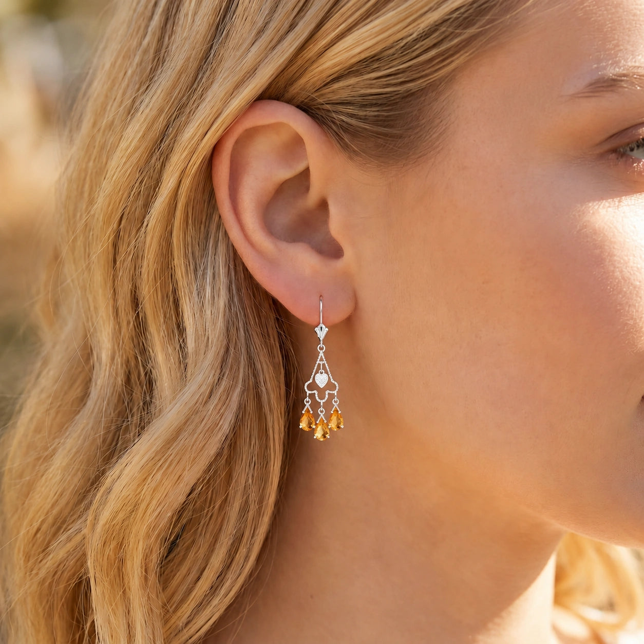 White Gold Citrine & Diamond — Mariagenoveffa
