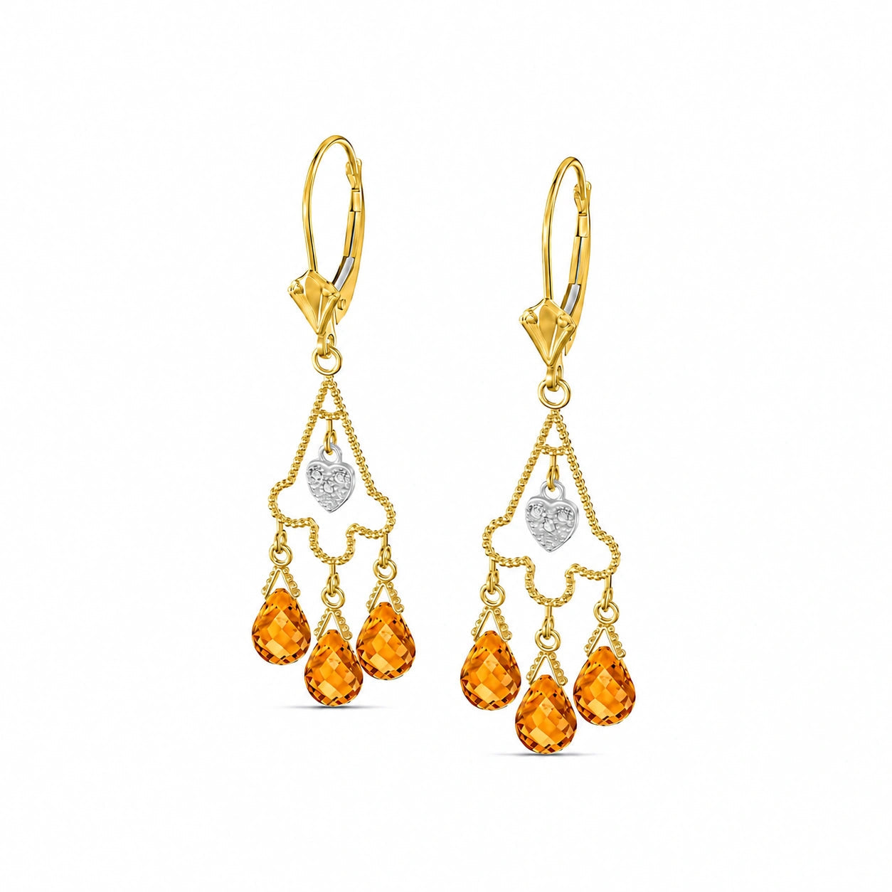 Yellow Gold Citrine & Diamond — Mariagenoveffa