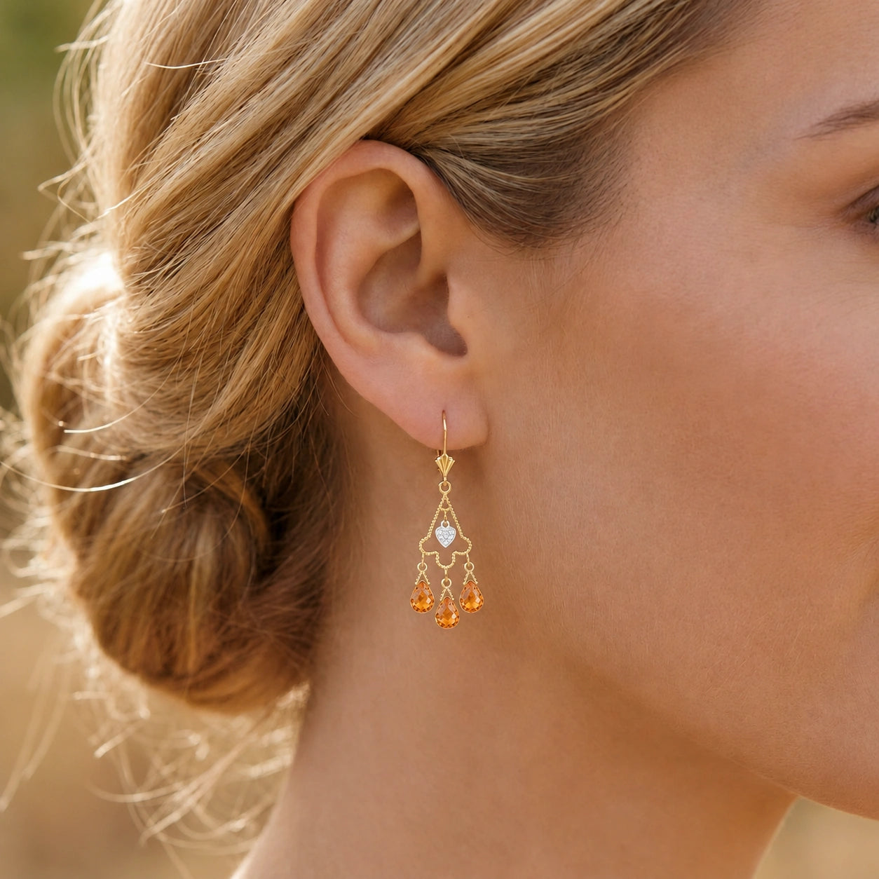Yellow Gold Citrine & Diamond — Mariagenoveffa