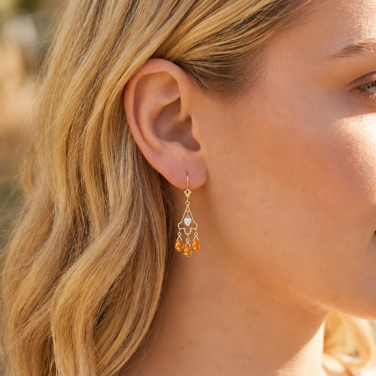 Yellow Gold Citrine & Diamond — Mariagenoveffa