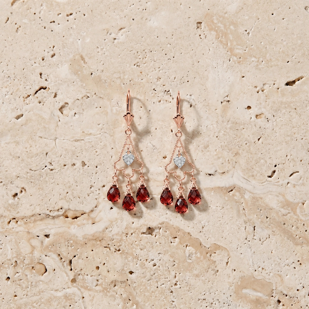 Rose Gold Garnet & Diamond — Mariagenoveffa