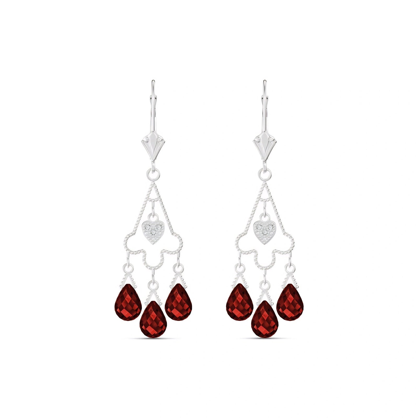 White Gold Garnet & Diamond — Mariagenoveffa