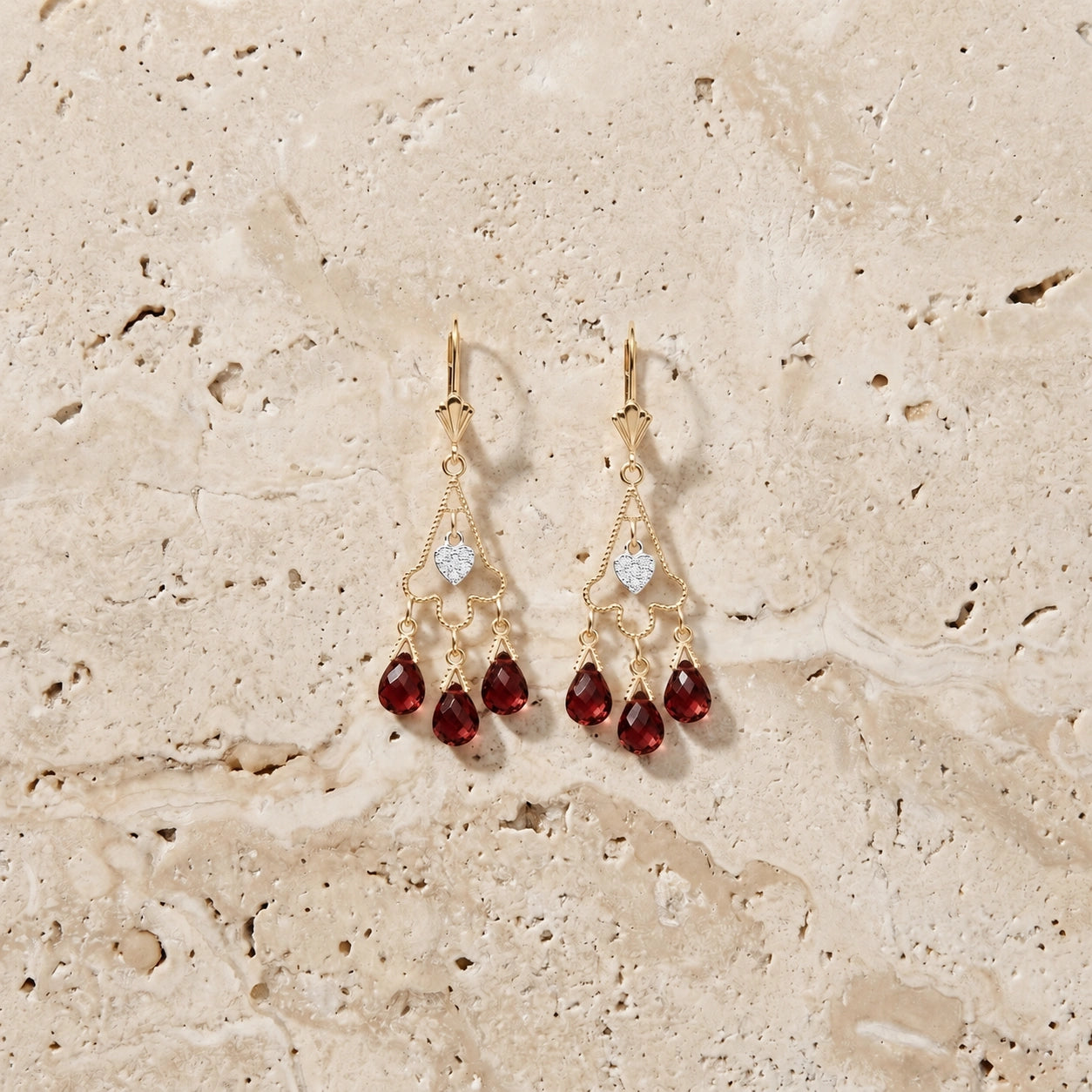 Yellow Gold Garnet & Diamond — Mariagenoveffa