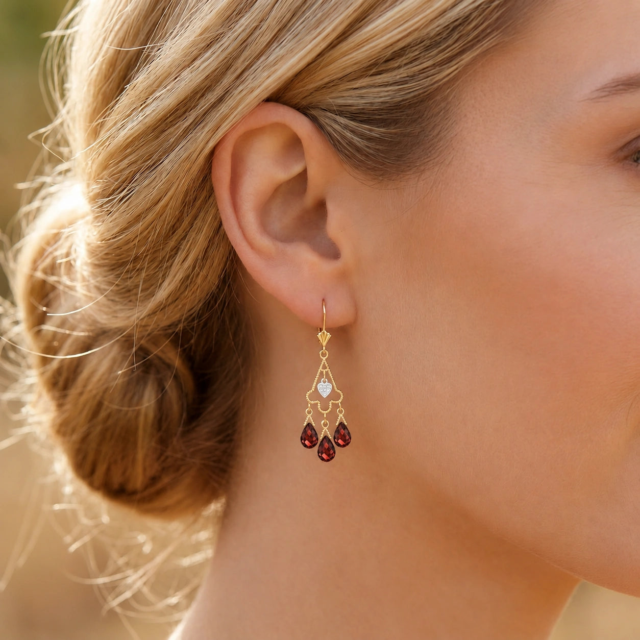Yellow Gold Garnet & Diamond — Mariagenoveffa