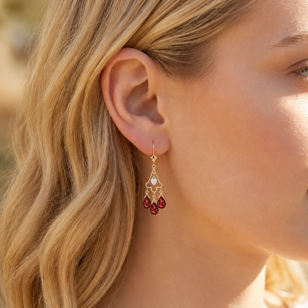 Yellow Gold Garnet & Diamond — Mariagenoveffa