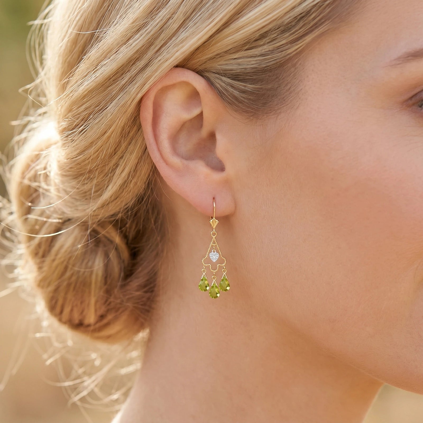 Yellow Gold Peridot & Diamond — Mariagenoveffa