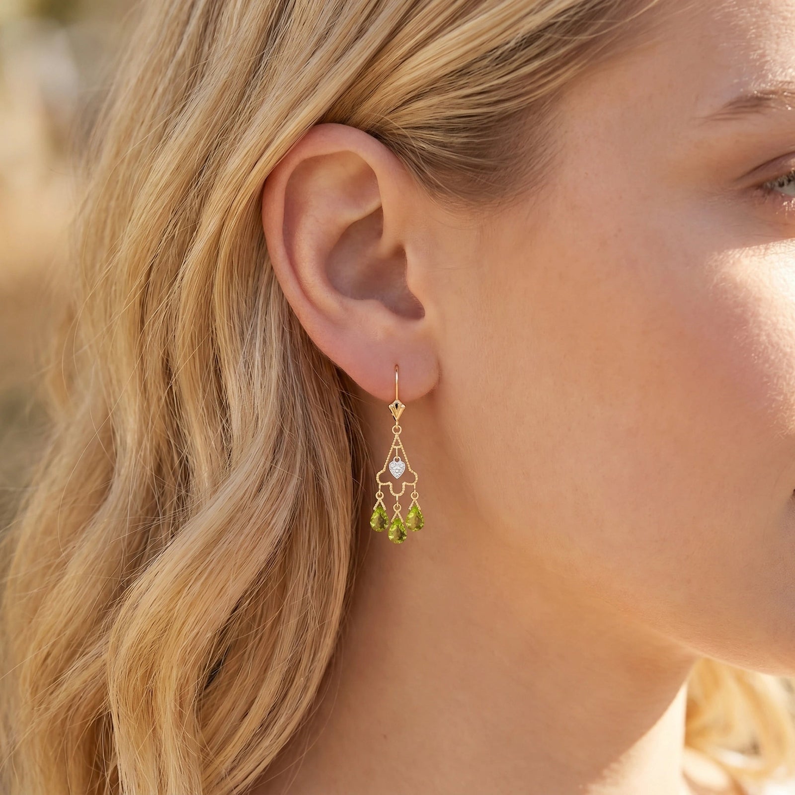 Yellow Gold Peridot & Diamond — Mariagenoveffa