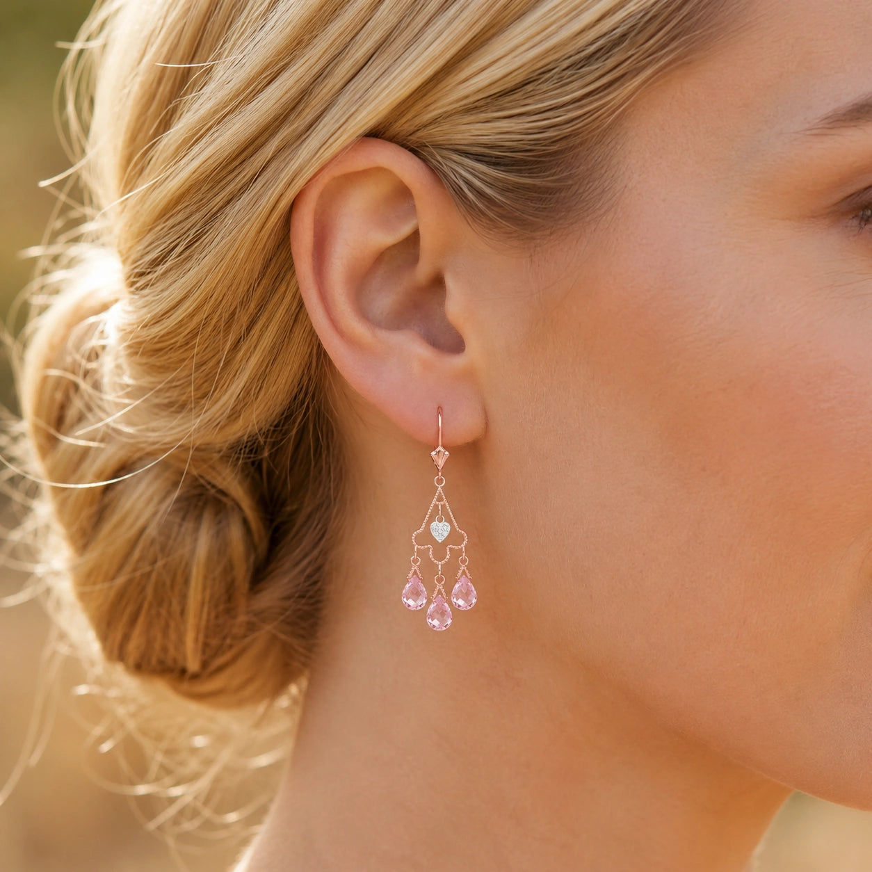 Rose Gold Pink Topaz & Diamond — Mariagenoveffa