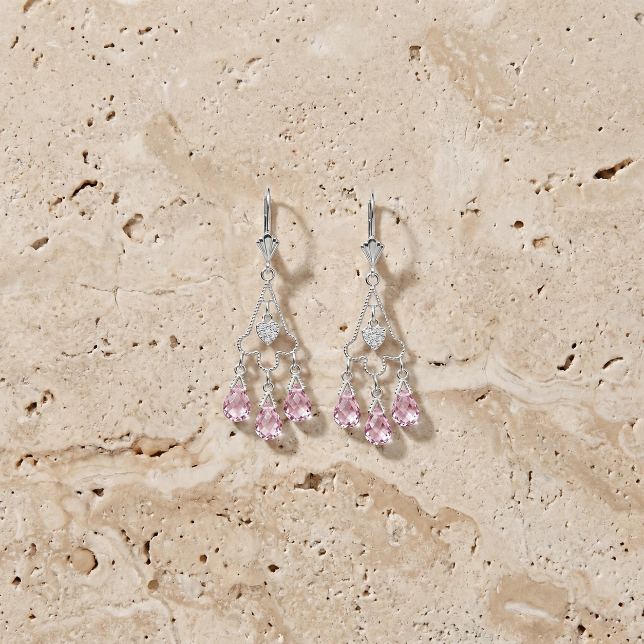 White Gold Pink Topaz & Diamond — Mariagenoveffa