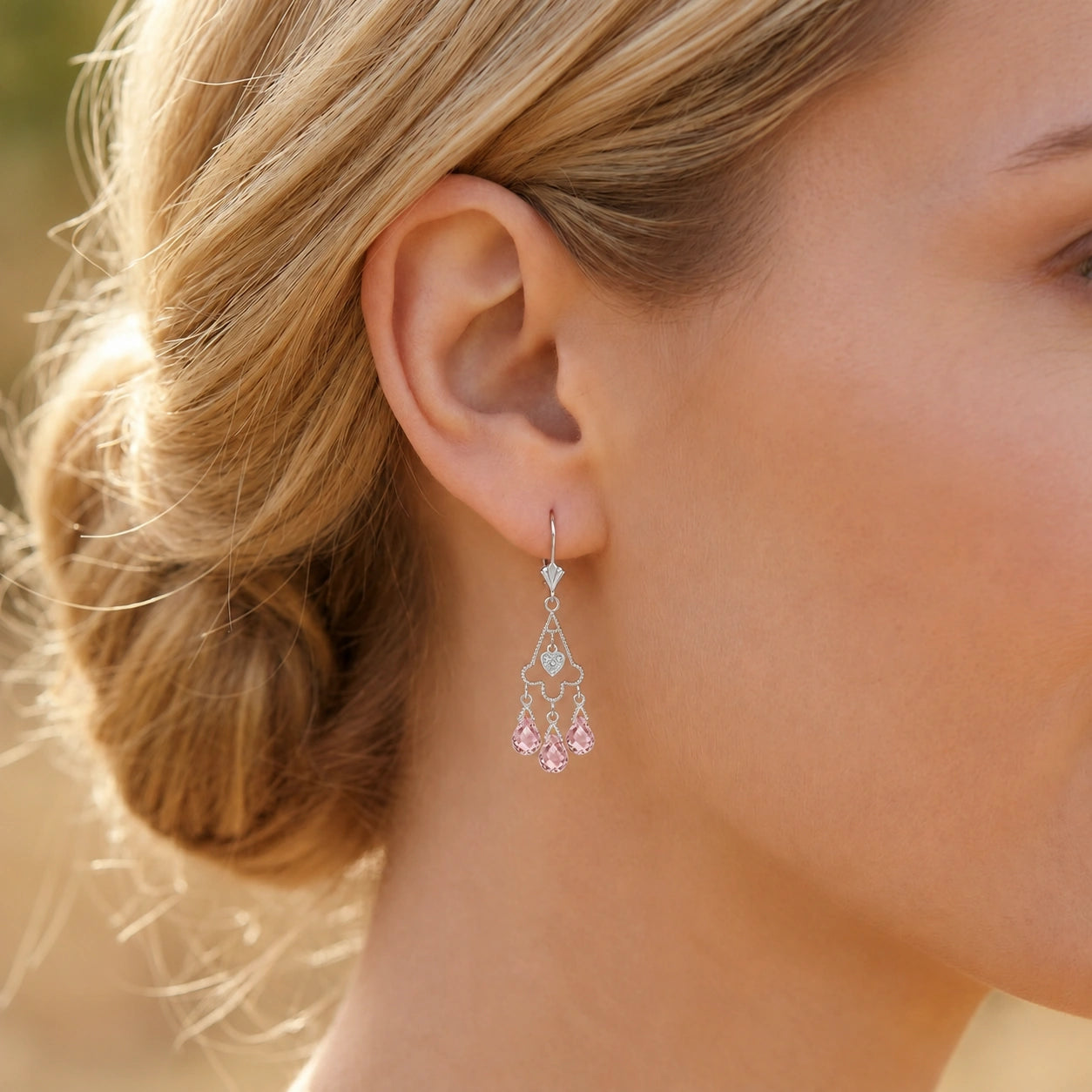 White Gold Pink Topaz & Diamond — Mariagenoveffa
