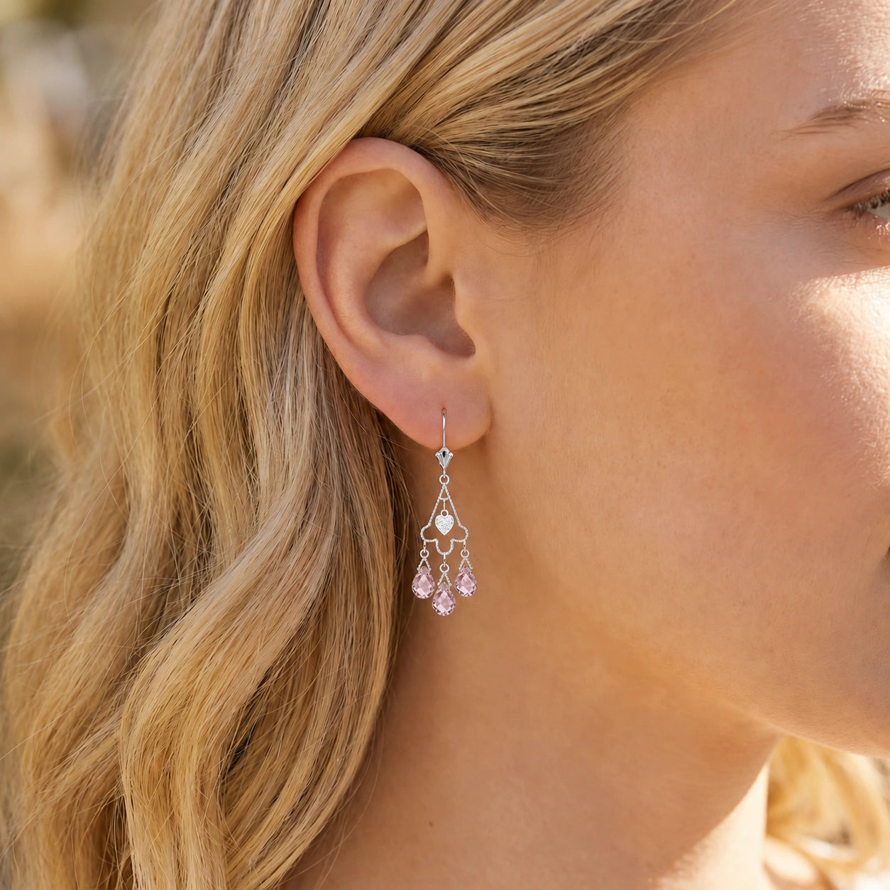 White Gold Pink Topaz & Diamond — Mariagenoveffa